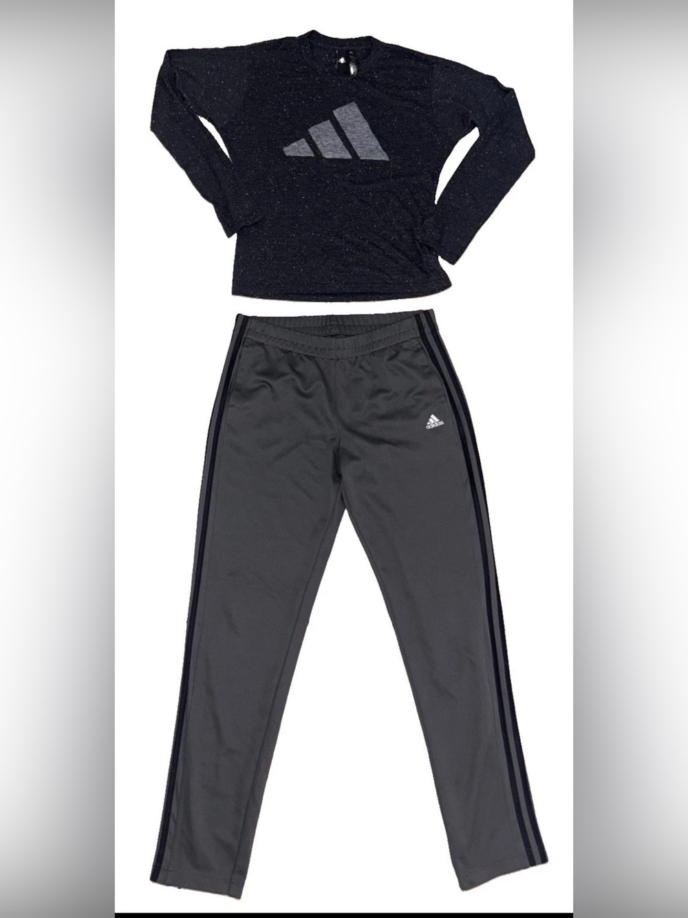 Adidas Climolite 2016 Track Pants SZ.L  / L/S Top SZ.M Womans 2PC Set Grey Black